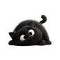 Cute Fluffy Black Kitten Kiss-Cut Sticker — Playful Cat Laptop Decal