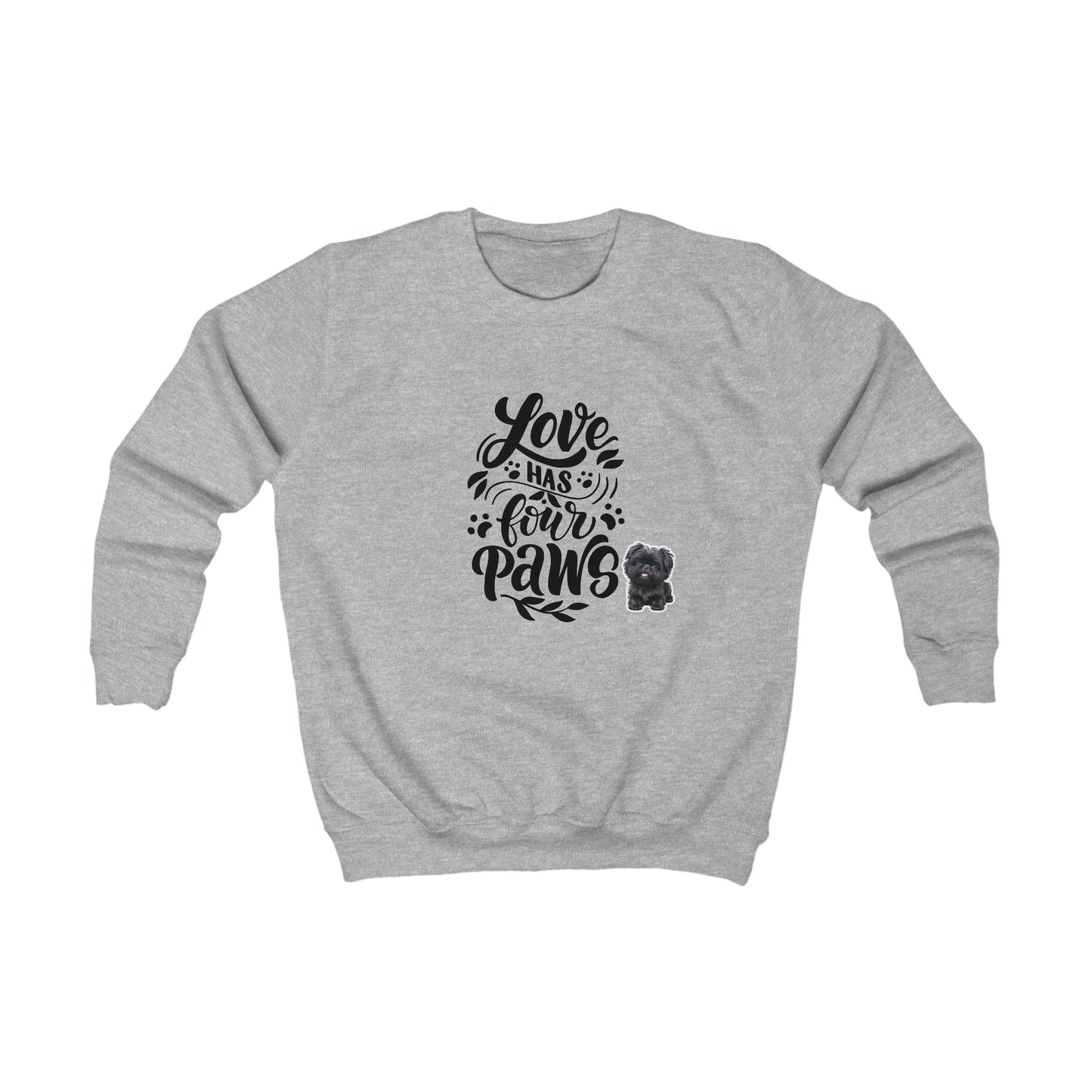 Kids Sweatshirt - "Love Has Four Paws" Cute Puppy Graphic Pullover for Dog Lovers