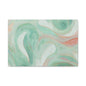Abstract Green Marble Canvas Print — Teal & Coral Swirl Wall Art