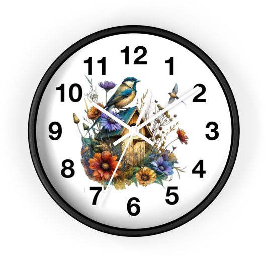 Nature-Inspired Wall Clock with Bird and Floral Design, Home Decor, Vintage Vibe, Gift for Bird Lovers, Perfect for Any Season