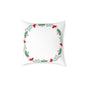 Holiday Holly Corner Square Pillow - Festive Red Berries & Greenery Throw Pillow
