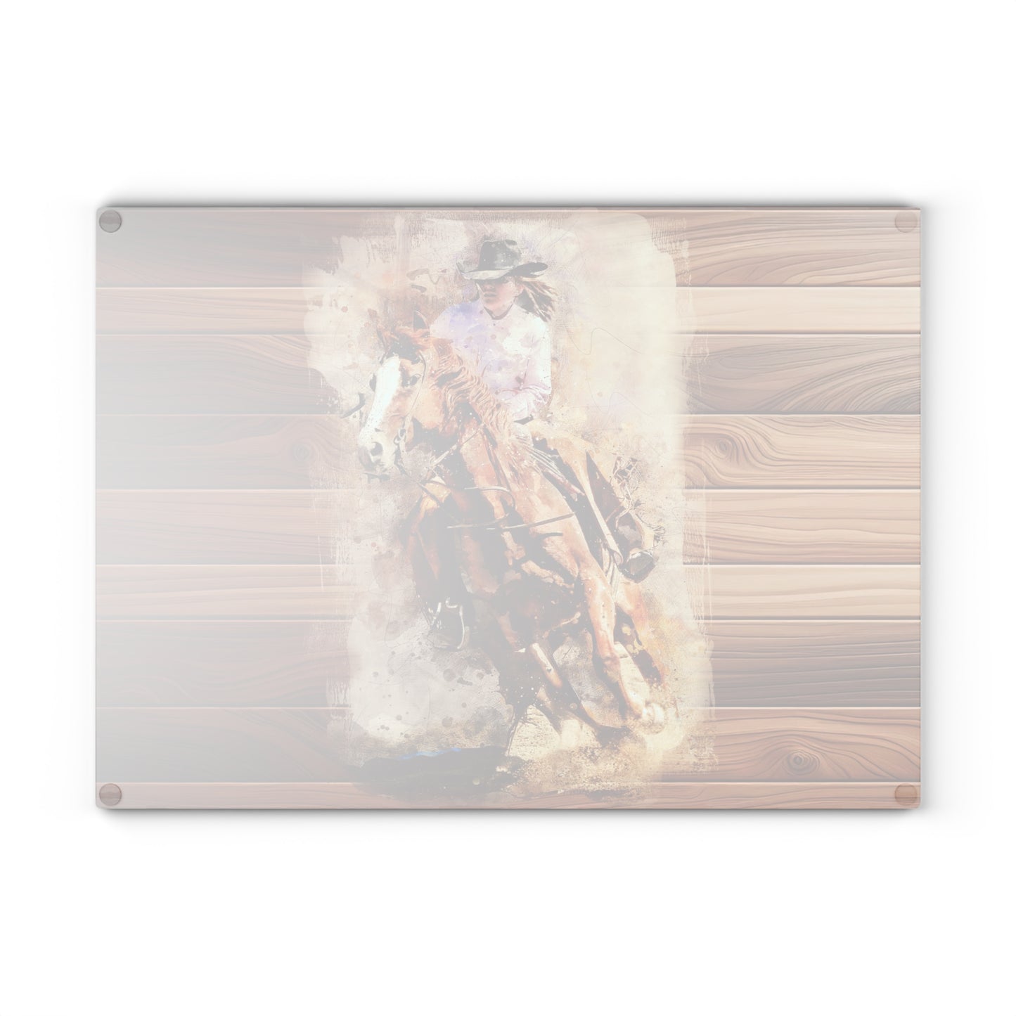 Rustic Equestrian Glass Cutting Board - Horse