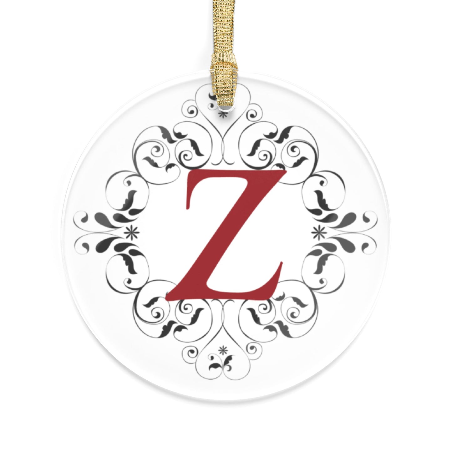 Monogram 'Z' Acrylic Ornament — Elegant Floral Initial Holiday Decoration