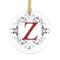 Monogram 'Z' Acrylic Ornament — Elegant Floral Initial Holiday Decoration
