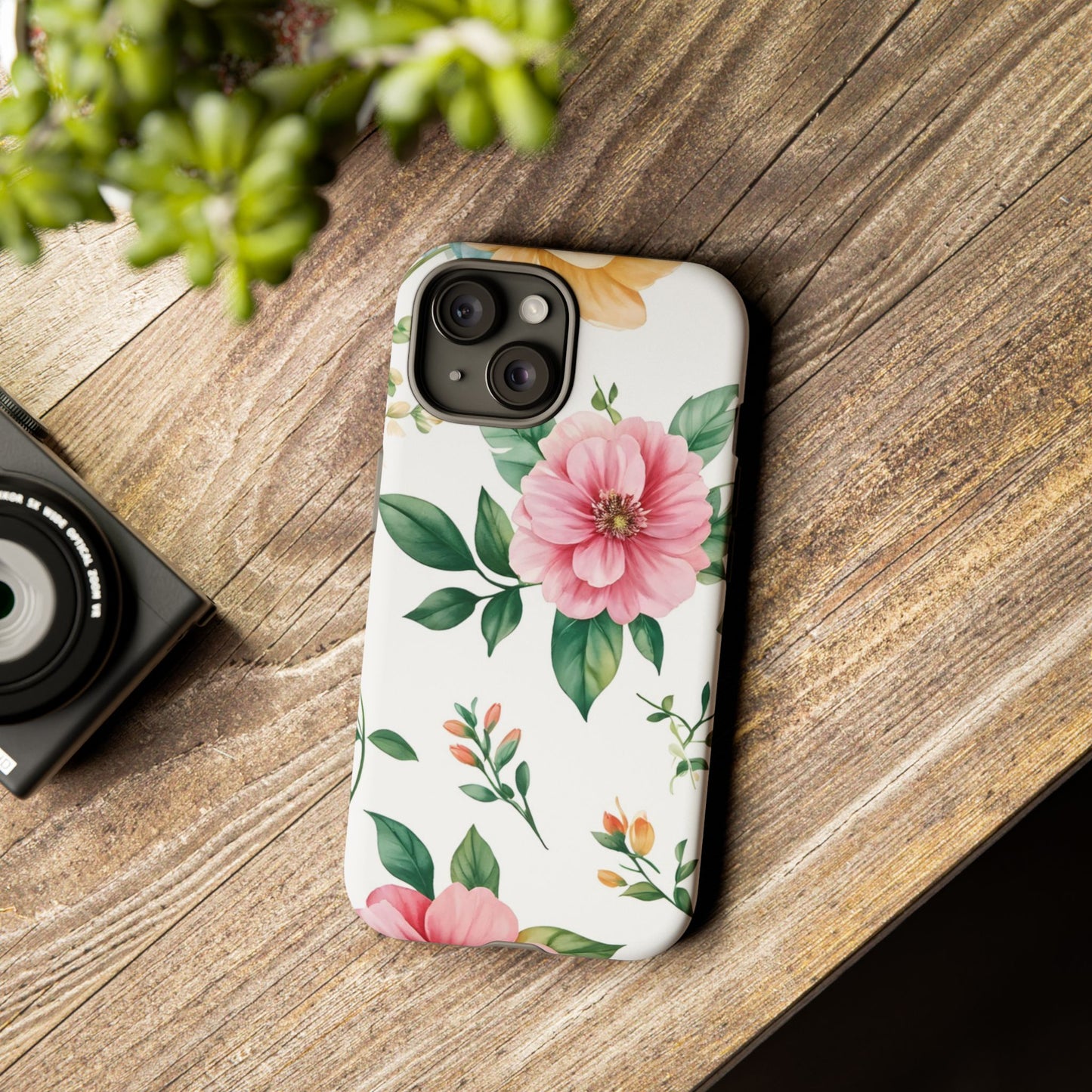 Floral Tough Phone Case — Pink Peony Protective Phone Cover