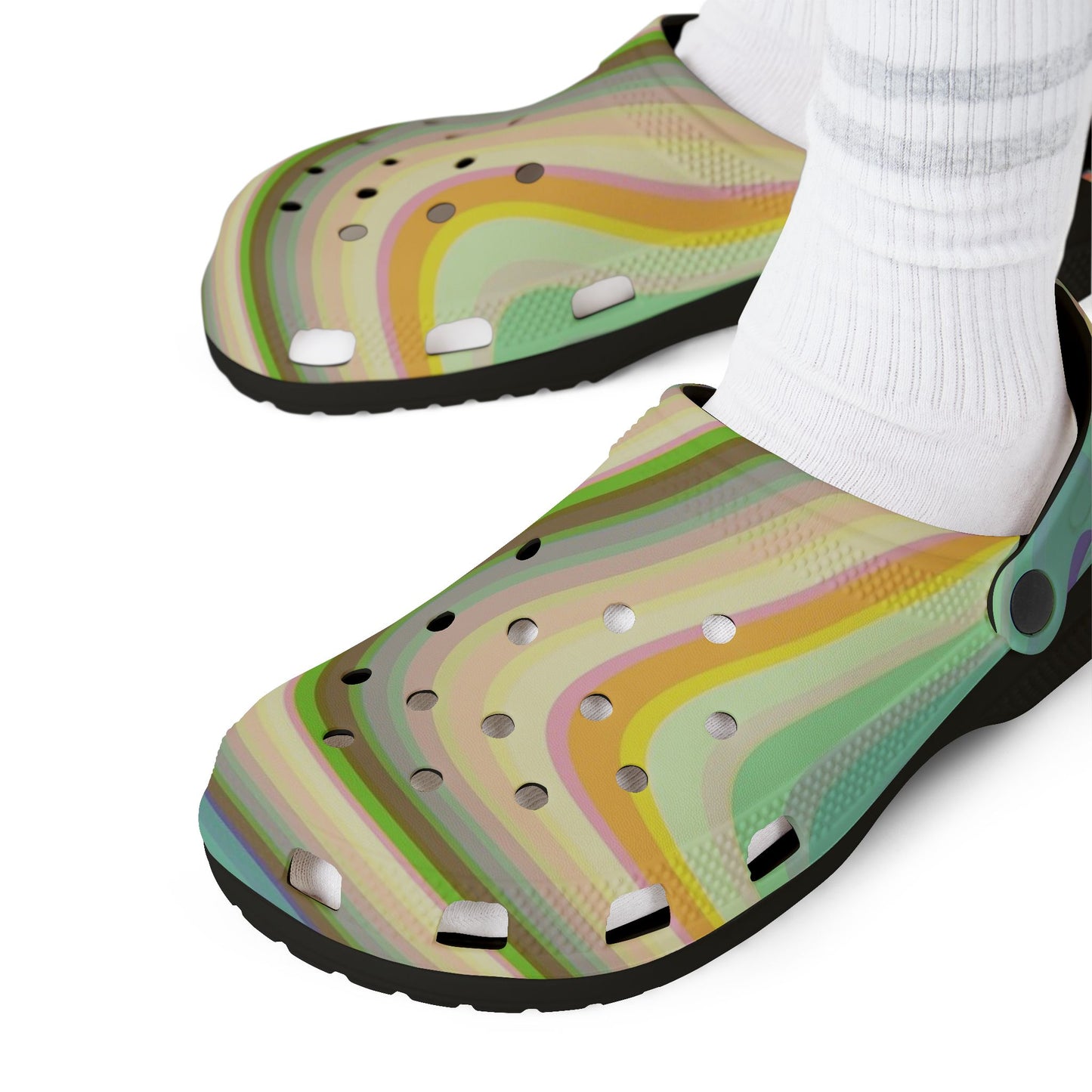 Retro Swirl Clogs — Colorful EVA Foam Comfort Shoes