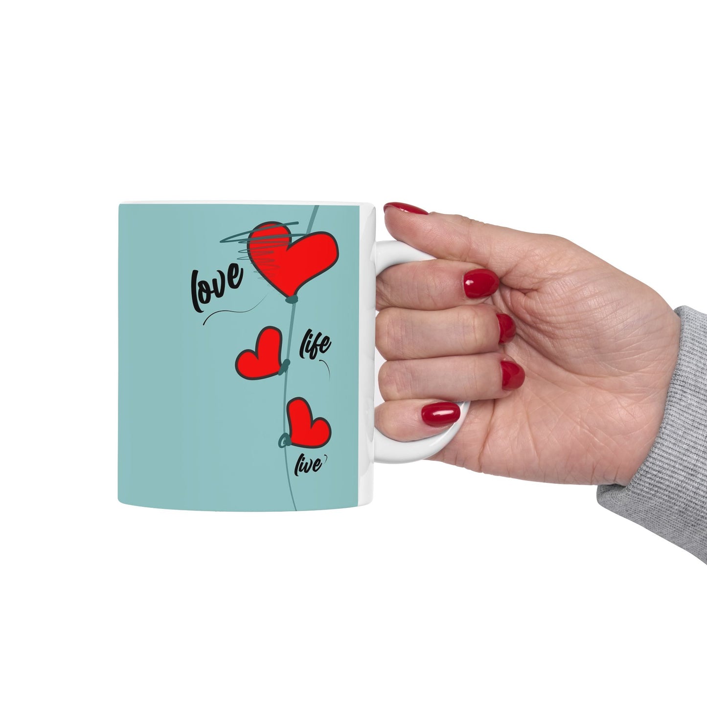 Love Every Moment Ceramic Mug (11oz, 15oz) – Heart Illustration Gift Mug