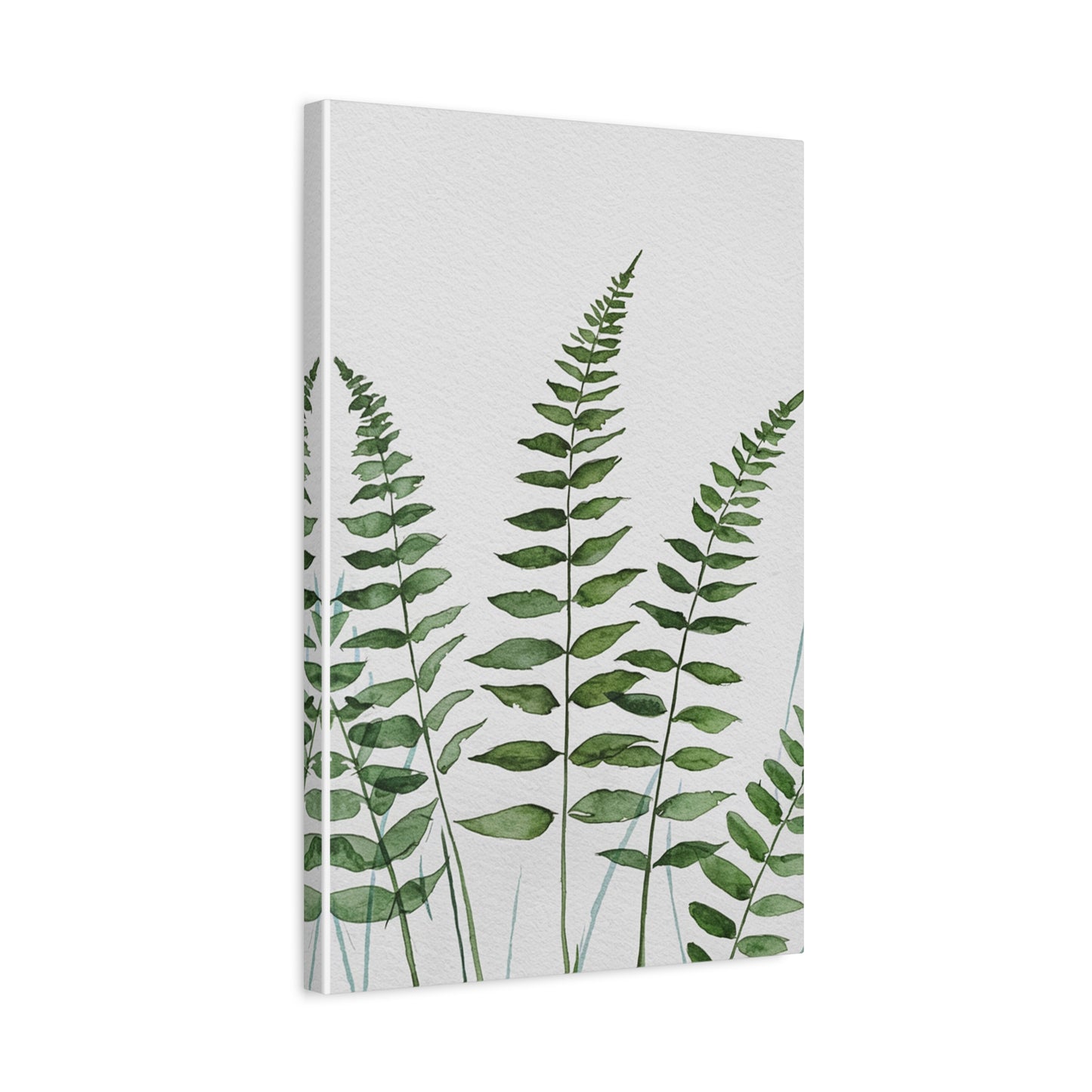 Fern Watercolor Canvas Art – Botanical Matte Stretched Wall Print