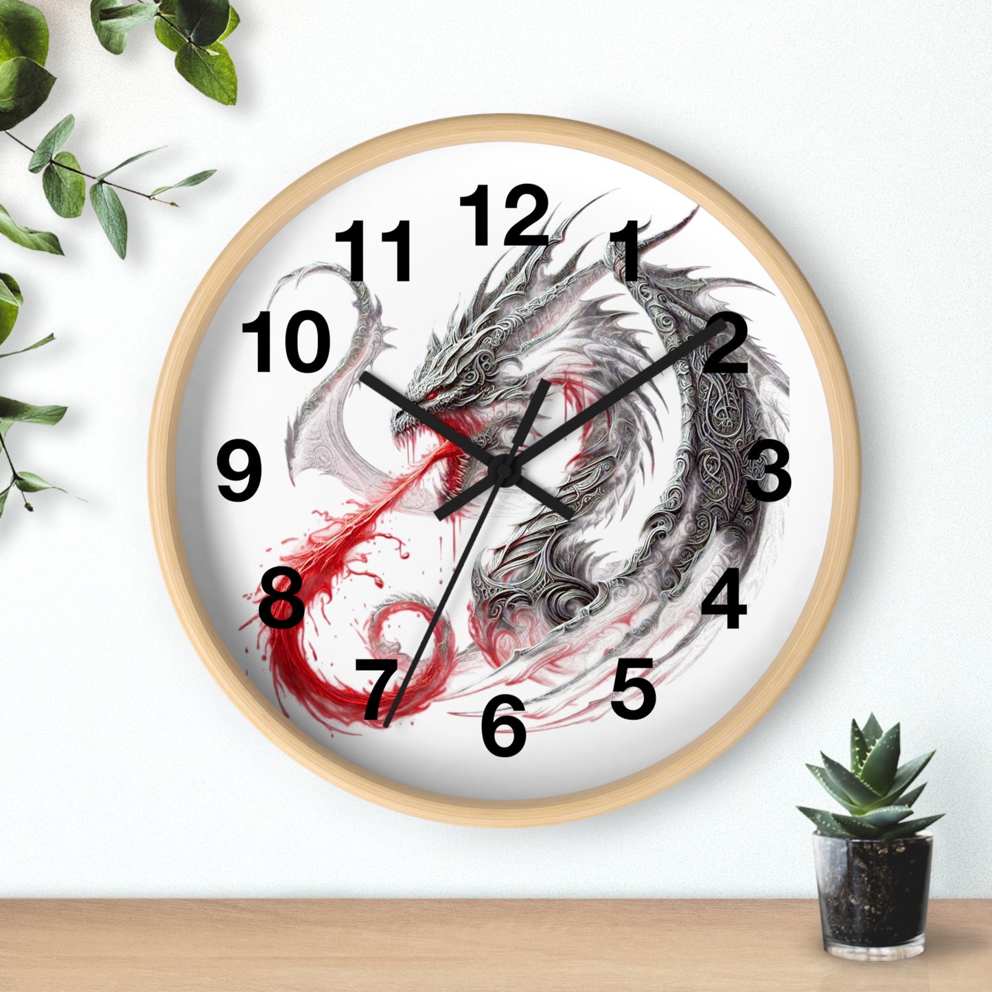 Dragon Wall Clock — Red Breath Mythical Timepiece for Fantasy Fans