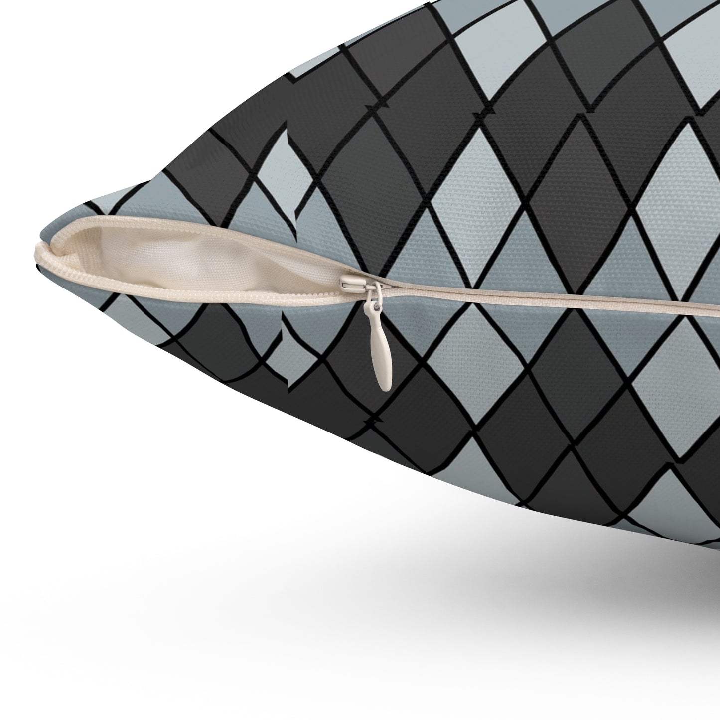 Argyle Geometric Square Pillow — Green & Gray Decorative Throw Pillow