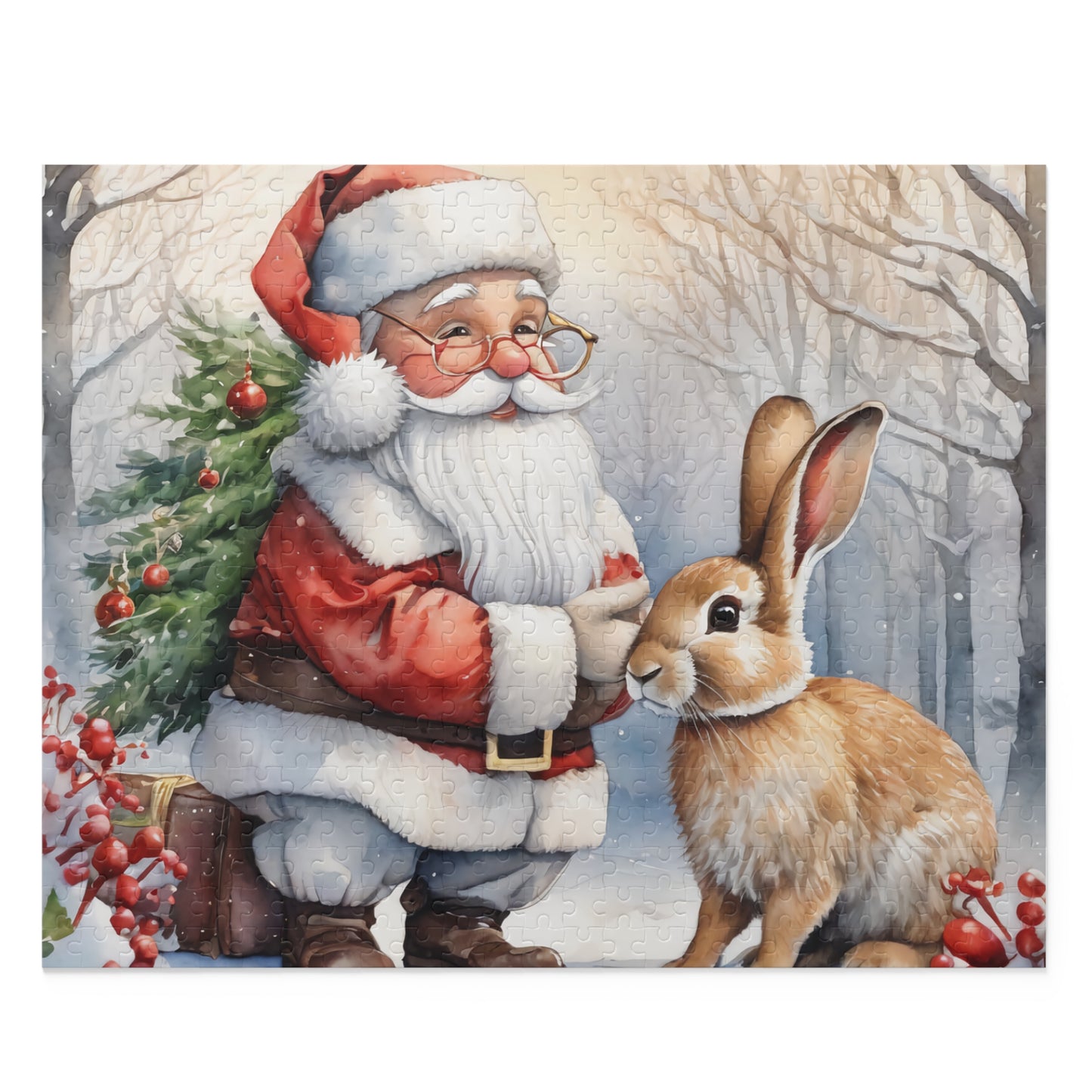 Christmas Puzzle Featuring Santa and Bunny