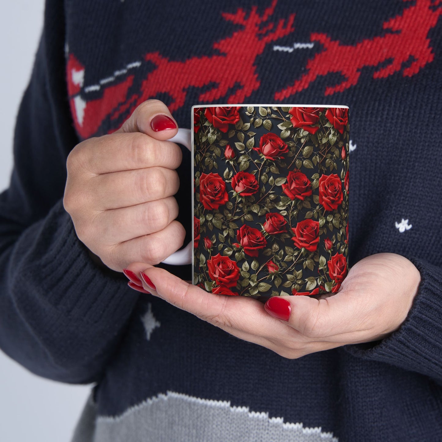 Elegant Floral Ceramic Mug with Roses | Perfect for Gifts, Valentine's Day, Mother's Day, Kitchen Decor, Tea Lovers