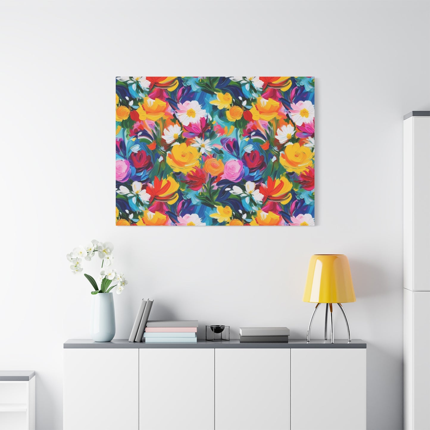 Vibrant Floral Matte Canvas Wall Art — Colorful Garden Print, Stretched 1.25"