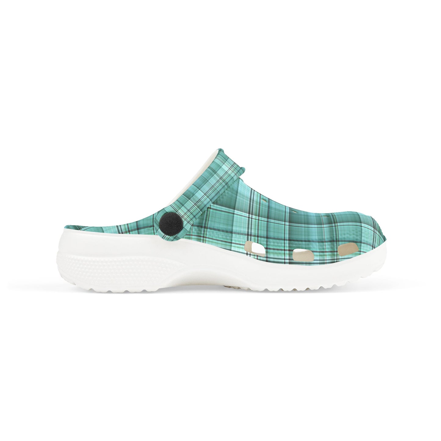 Kids Teal Plaid EVA Foam Clogs — Lightweight Slip-On Sandals for Toddlers & Children
