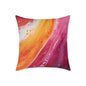 Abstract Sunset Waves Pillow — Vibrant Pink & Orange Decorative Throw Cushion