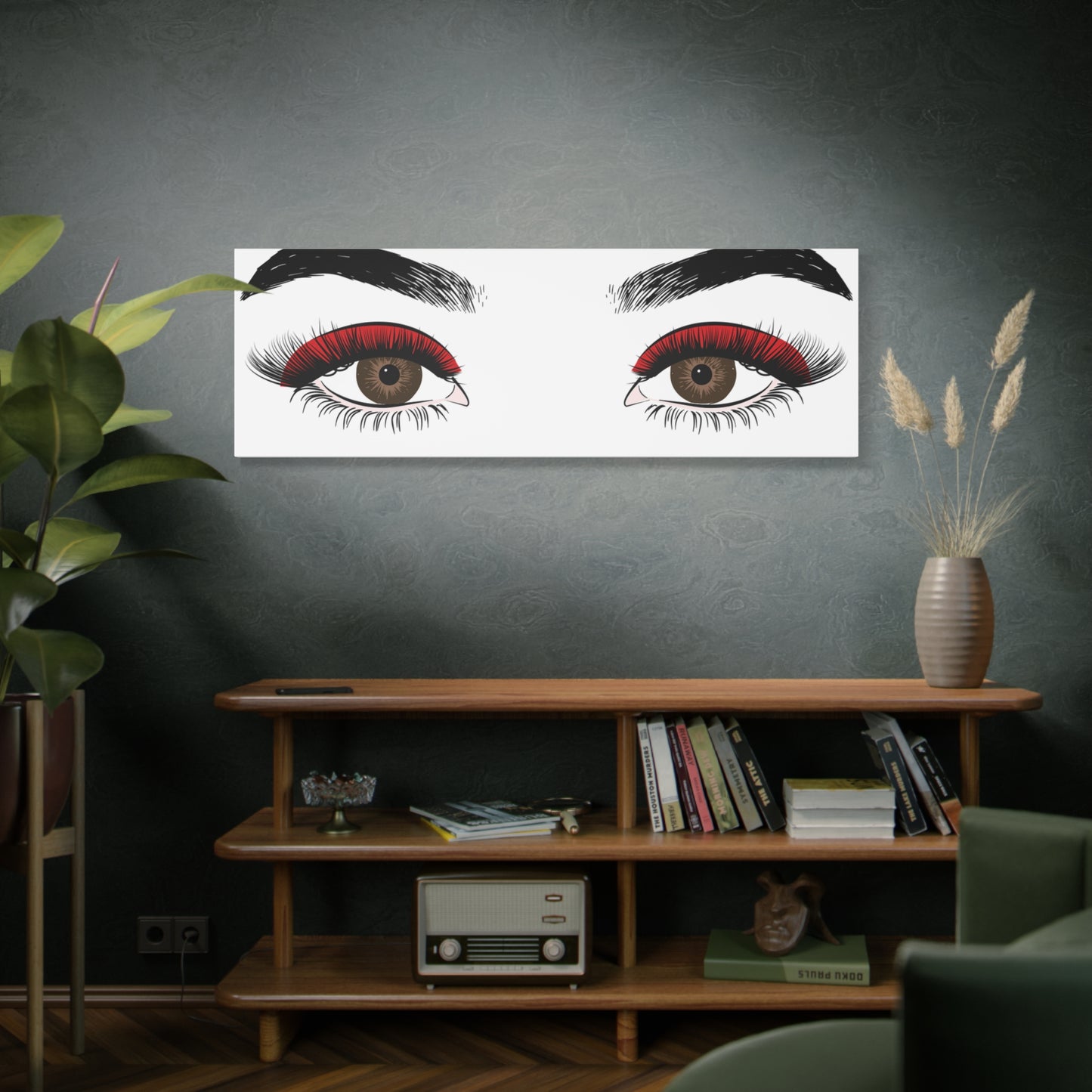 Red Lashes Wall Art Canvas — Glam Eyes Makeup Decor