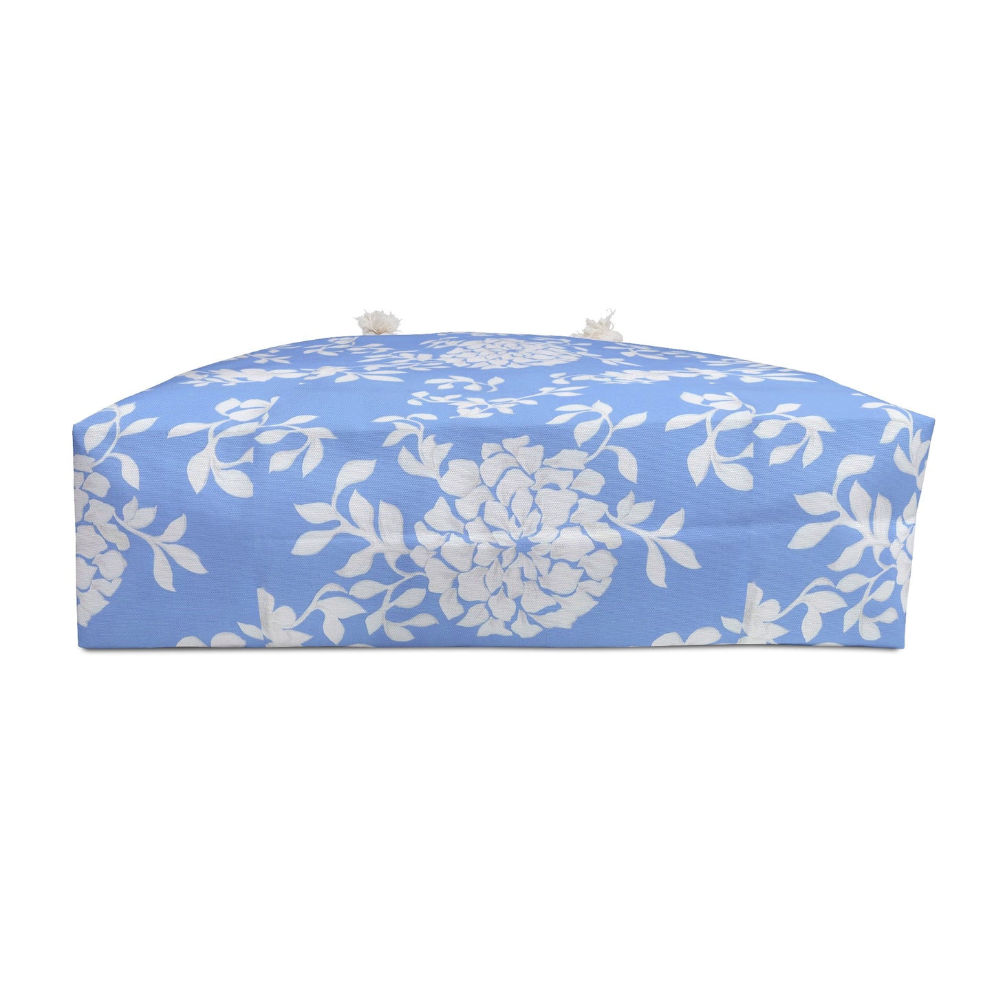 Blue Floral Weekender Bag — Lightweight Travel Tote with White Rope Handles