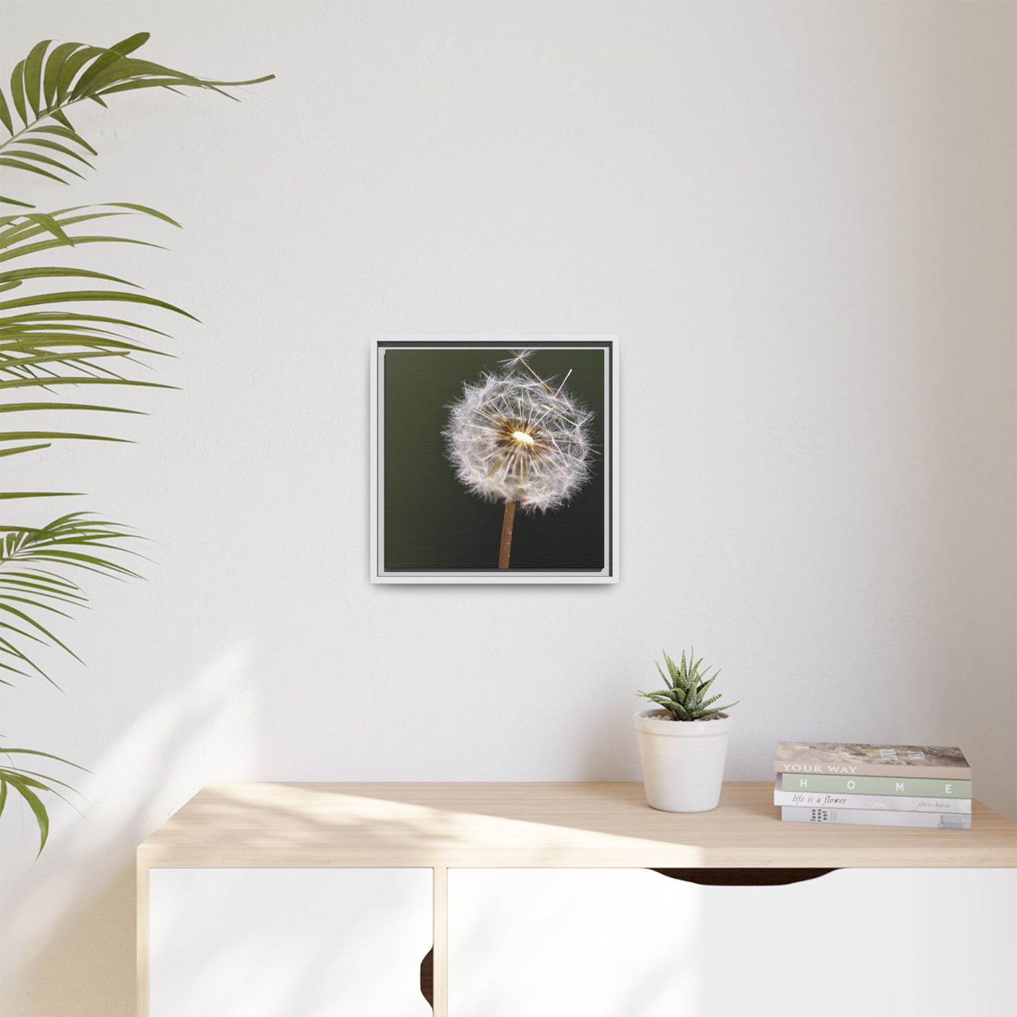 Framed Dandelion Canvas Print — Matte Botanical Wall Art