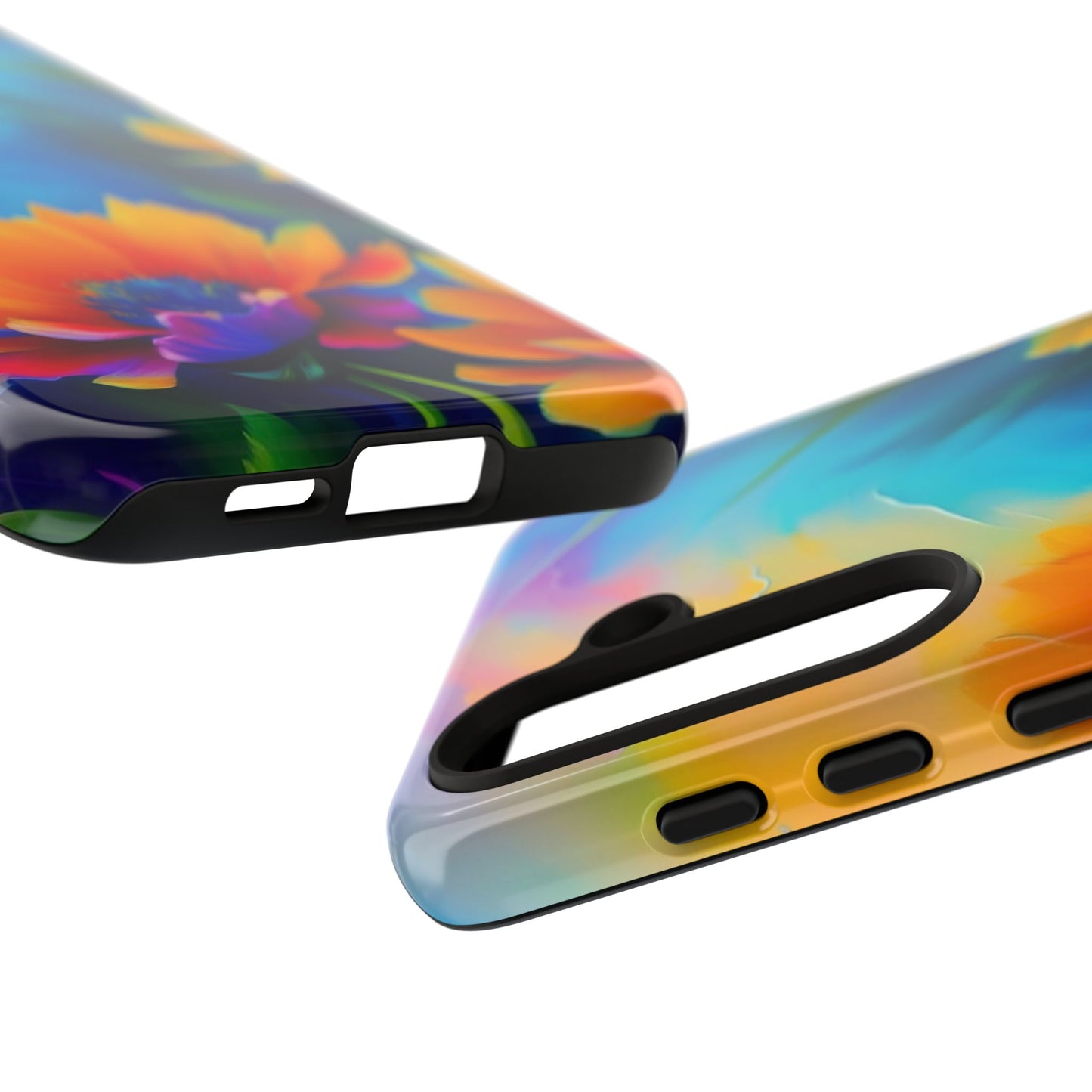 Floral Burst Tough Phone Case — Vibrant Watercolor Flowers Protective Cover