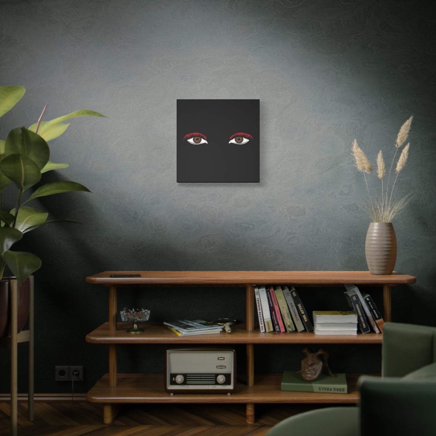 Red Lashes Wall Art Canvas — Glam Eyes Makeup Decor