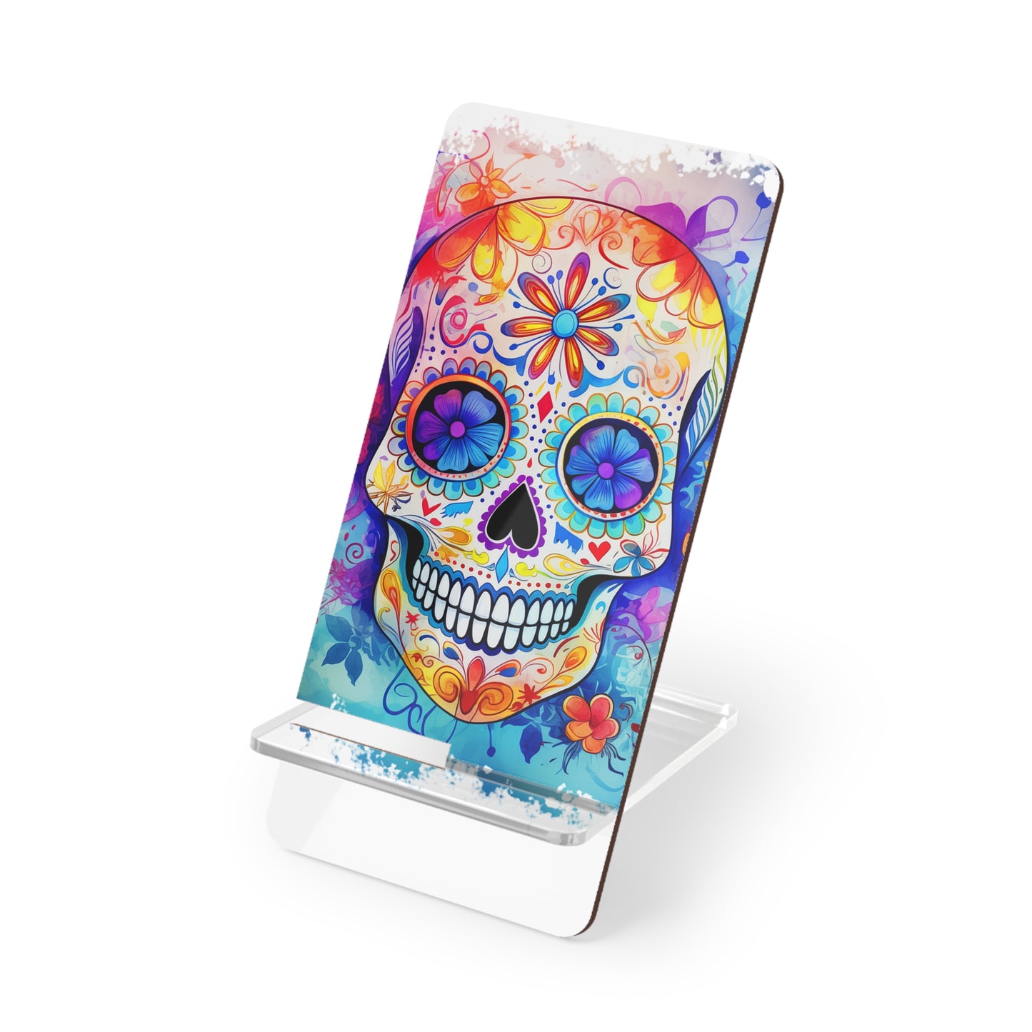 Day of the Dead Sugar Skull Phone Stand – Colorful Mobile Display Stand