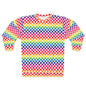 Rainbow Polka Dot Unisex Sweatshirt, Colorful AOP Pullover, Trendy Cozy Top, Vibrant Gift for Her/Him, Perfect for Casual Wear