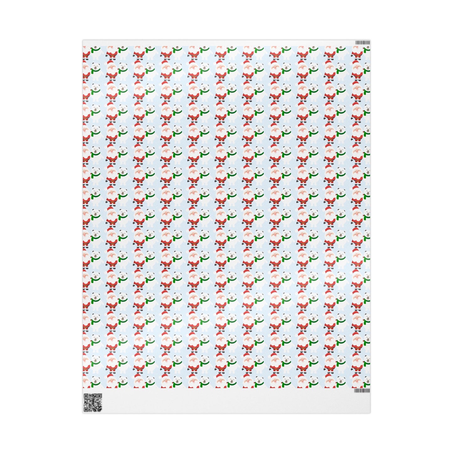 Wrapping Paper — Cute Santa & Polar Bear Holiday Gift Wrap (Festive Blue Roll)