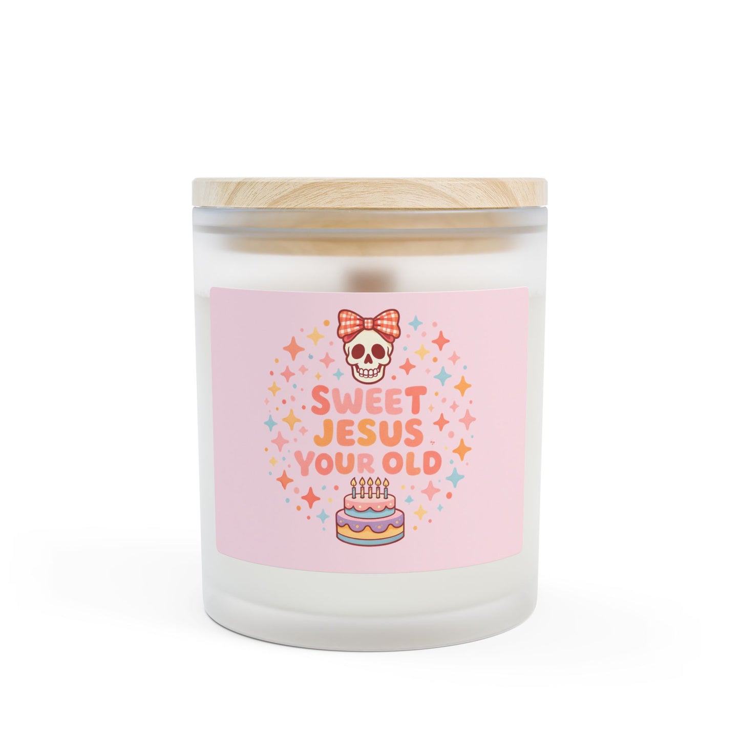 Candle — Sweet Jesus You’re Old Birthday Frosted Glass Candle (11 oz)