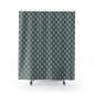 Shower Curtain — Teal Geometric Tile Pattern Bath Curtain