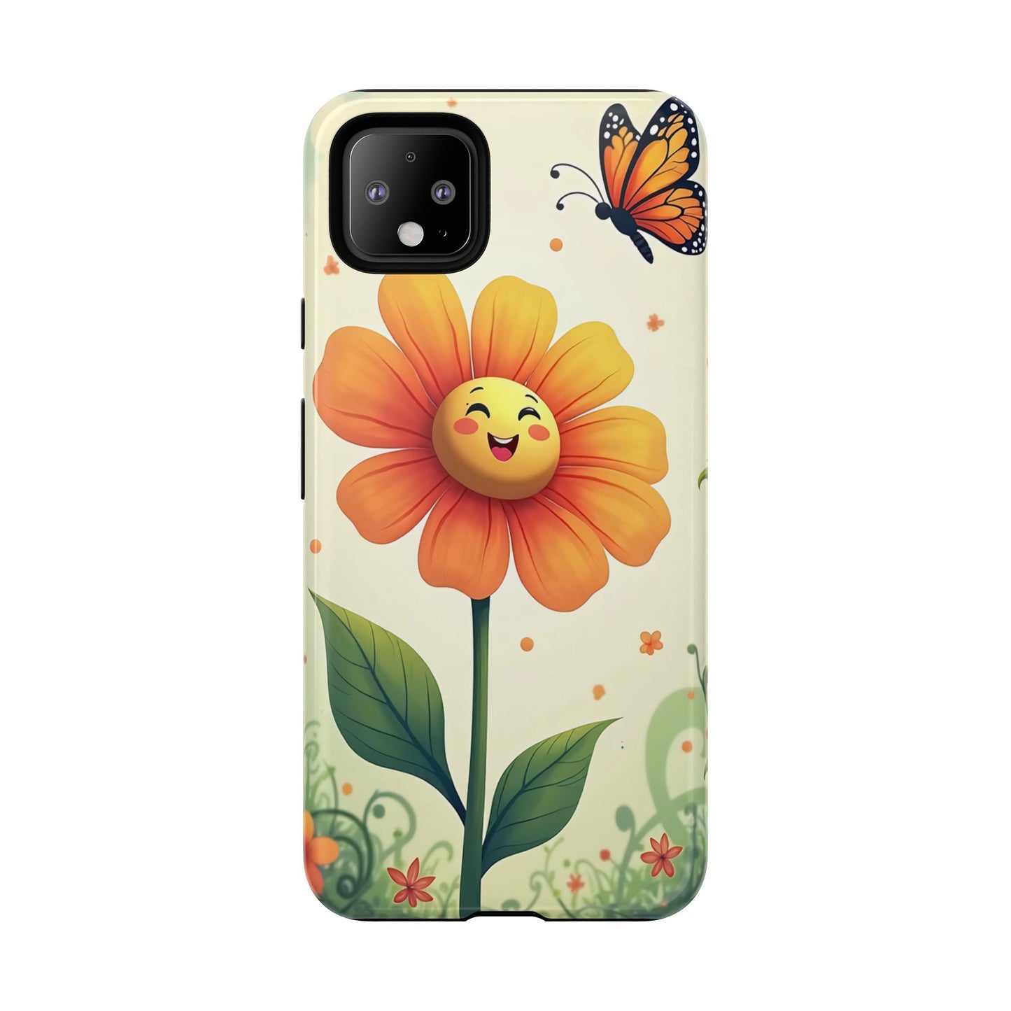 Floral Phone Case with Butterfly Design, Cute Flower Phone Cover for Nature Lovers, Eco-Friendly Gift, Spring Vibes, Birthday Present