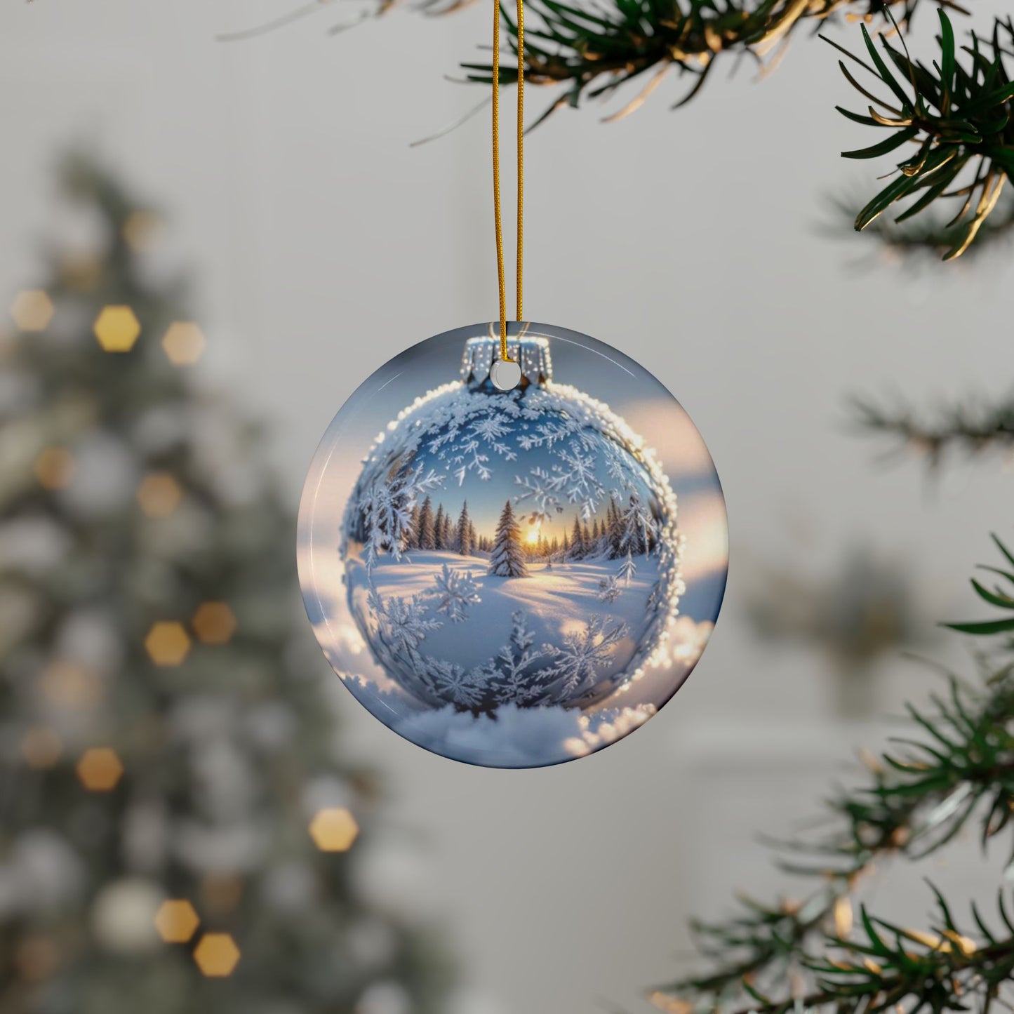 Winter Wonderland Ceramic Ornaments - 2-Sided Holiday Decor