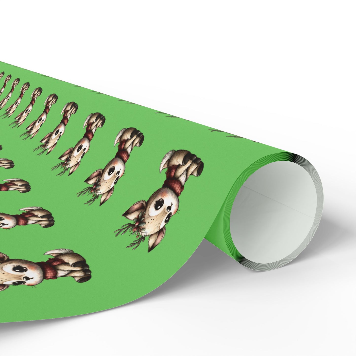 Green Reindeer Pattern Wrapping Paper — Cute Holiday Gift Wrap
