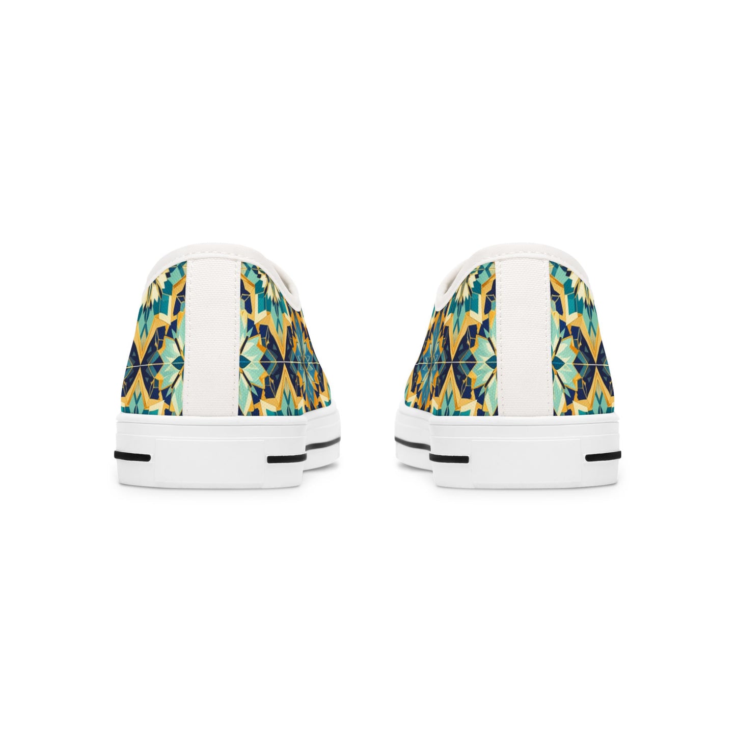 Low Top Sneakers — Boho Tile Floral Print Casual Canvas Shoes