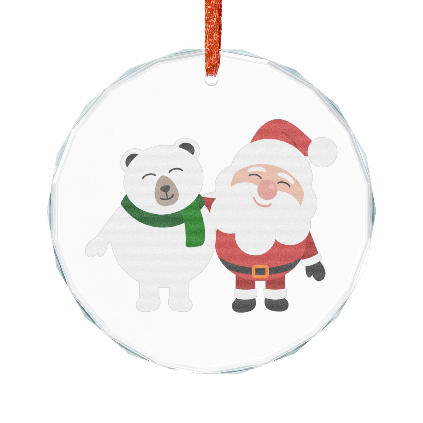 Crystal Heart Ornament — Cute Santa & Polar Bear Christmas Decoration