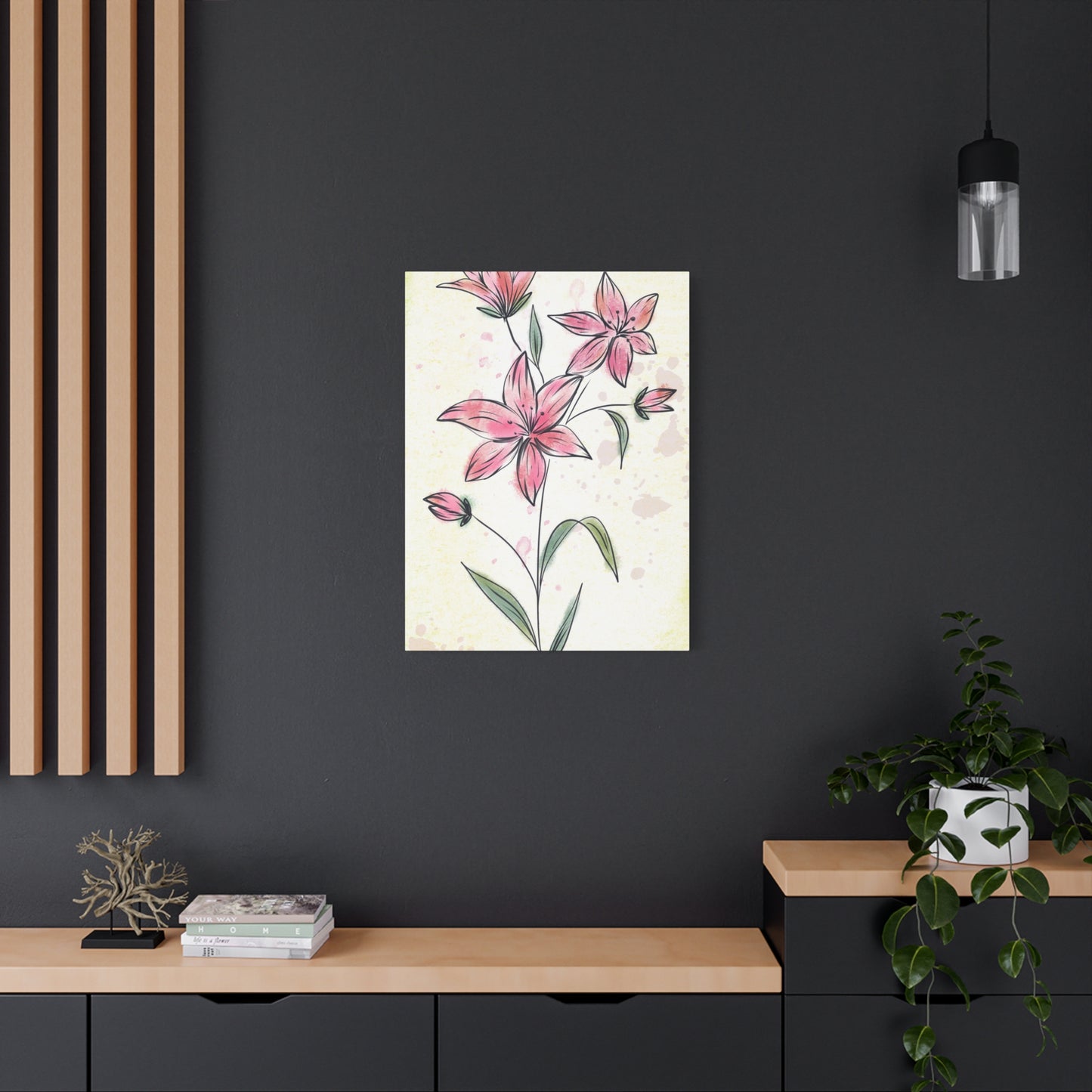 Matte Canvas, Stretched, 1.25" Tulips Pink Flowers