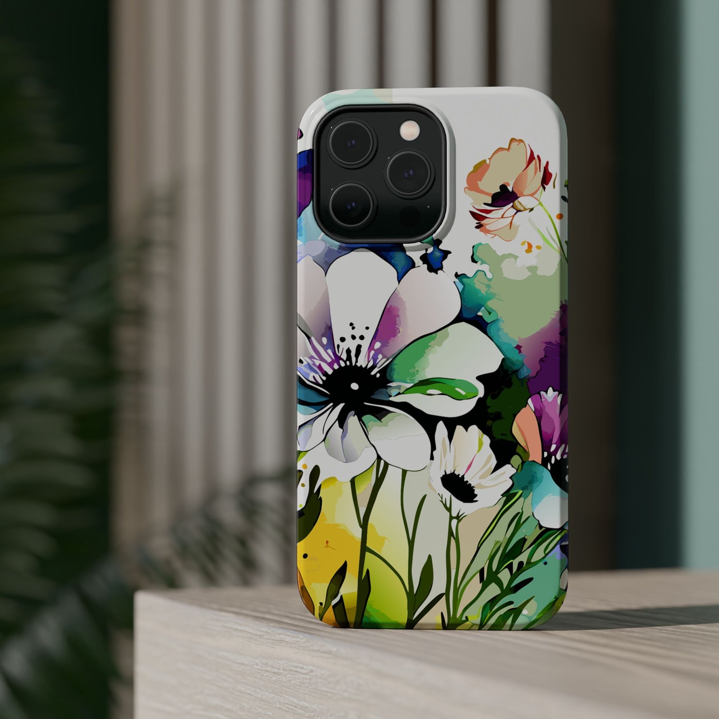 Floral Watercolor Magnetic Phone Case — Impact‑Resistant Protective Cover