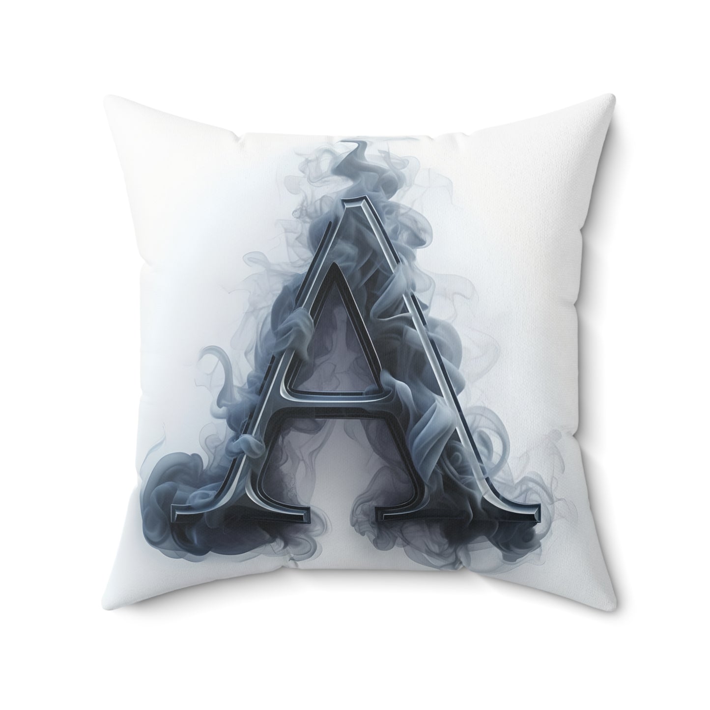 Smoky Gothic Letter 'A' Decorative Pillow — Monogram Accent Cushion
