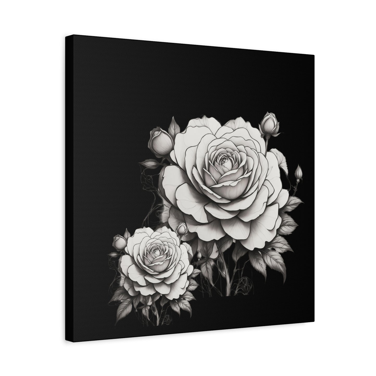Monochrome Rose Canvas Print — Black & White Floral Wall Art