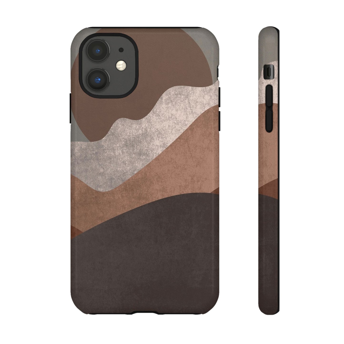 Abstract Earthtone Phone Case — Brown Layered Rugged Tough Case