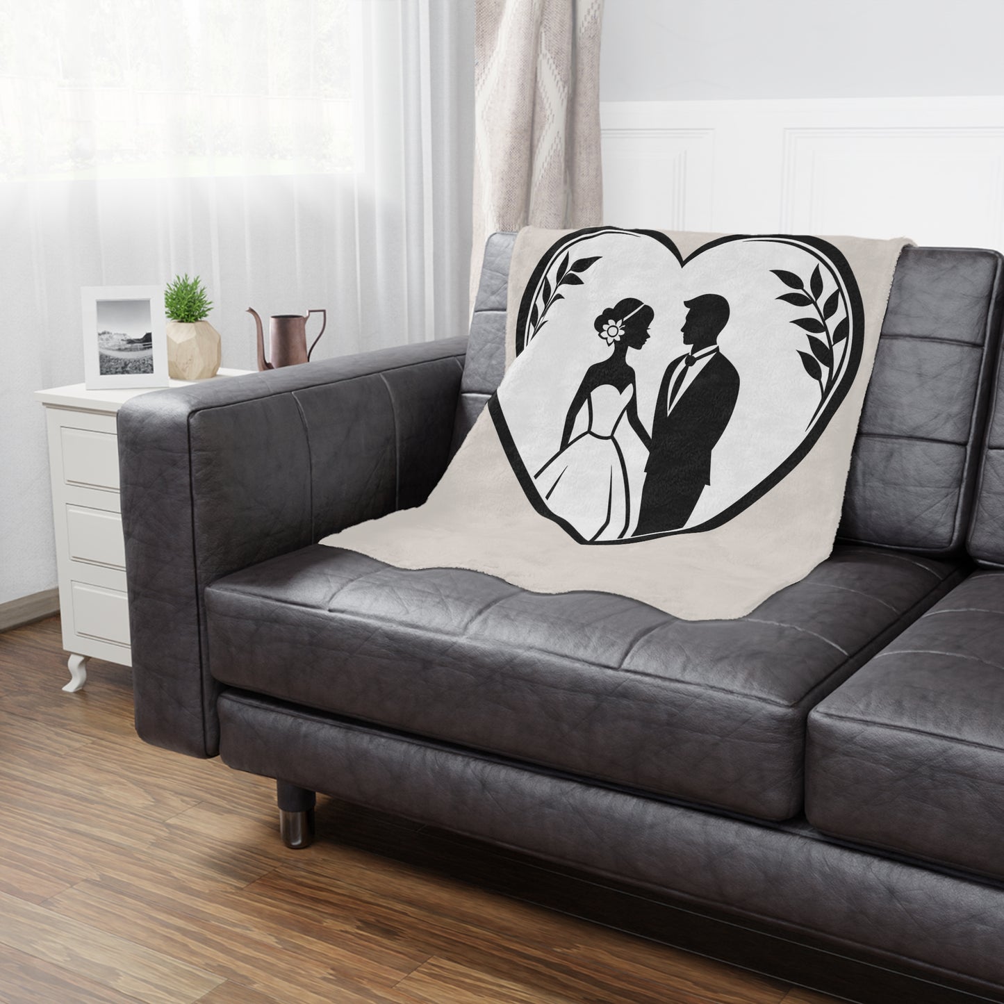 Wedding Couple Heart Minky Blanket – Romantic Bride & Groom Throw, Perfect for Anniversaries or Bridal Gifts