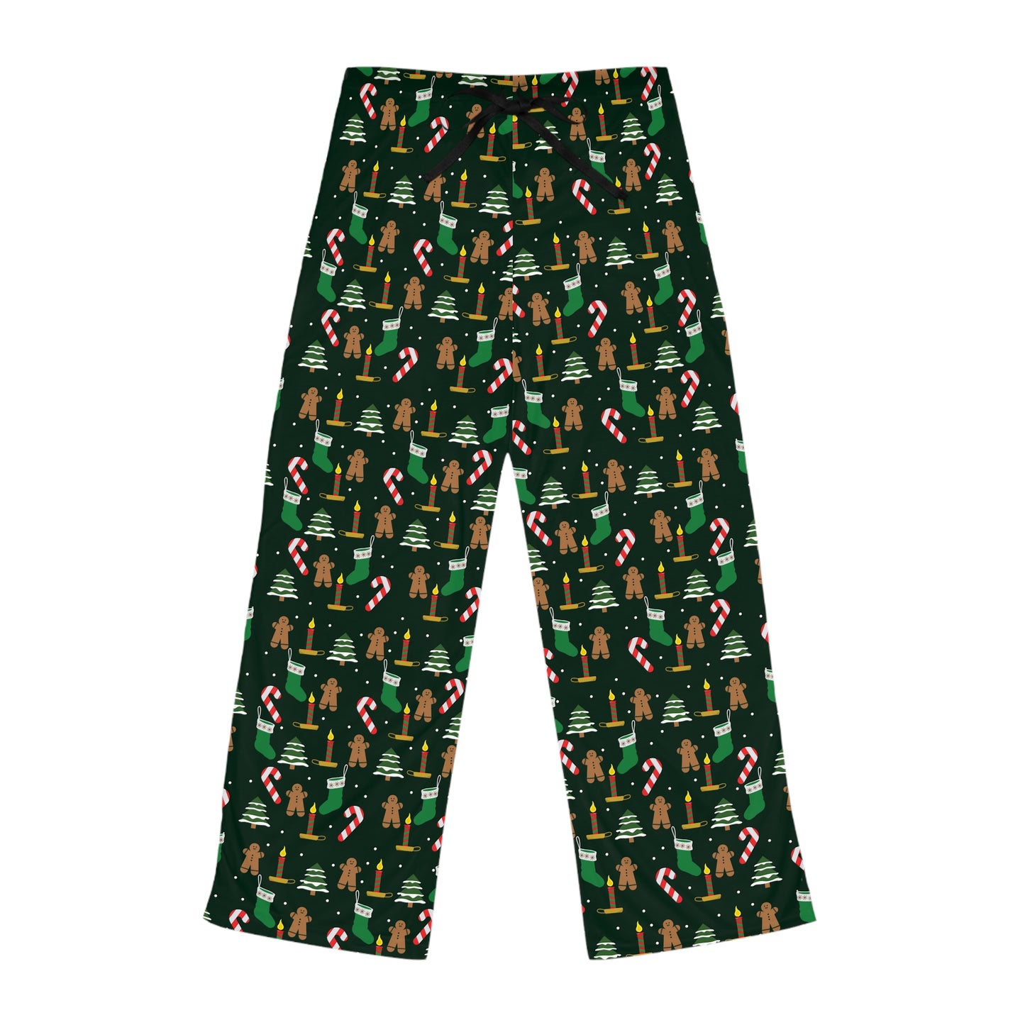 Christmas Gingerbread & Candy Cane Women’s Pajama Pants — Holiday Sleepwear