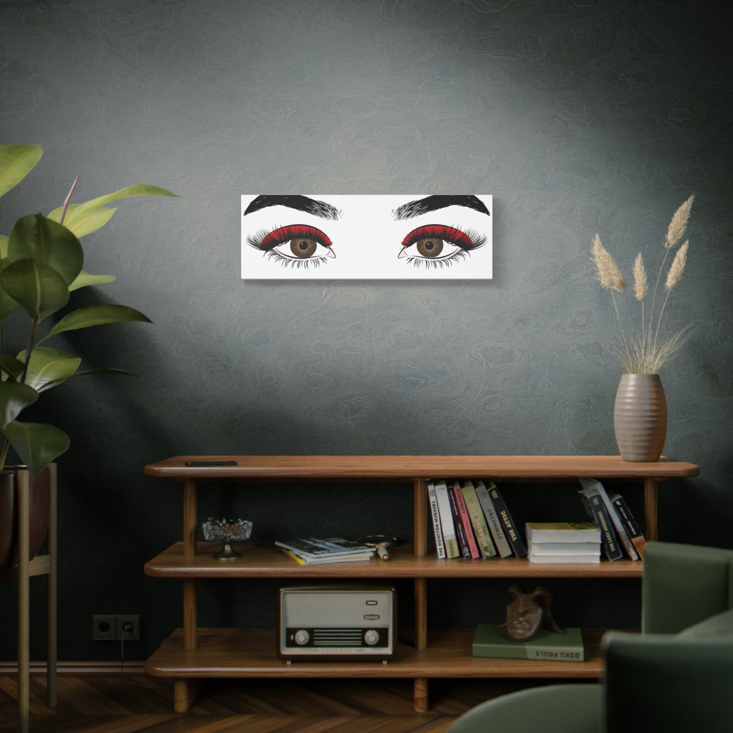 Red Lashes Wall Art Canvas — Glam Eyes Makeup Decor