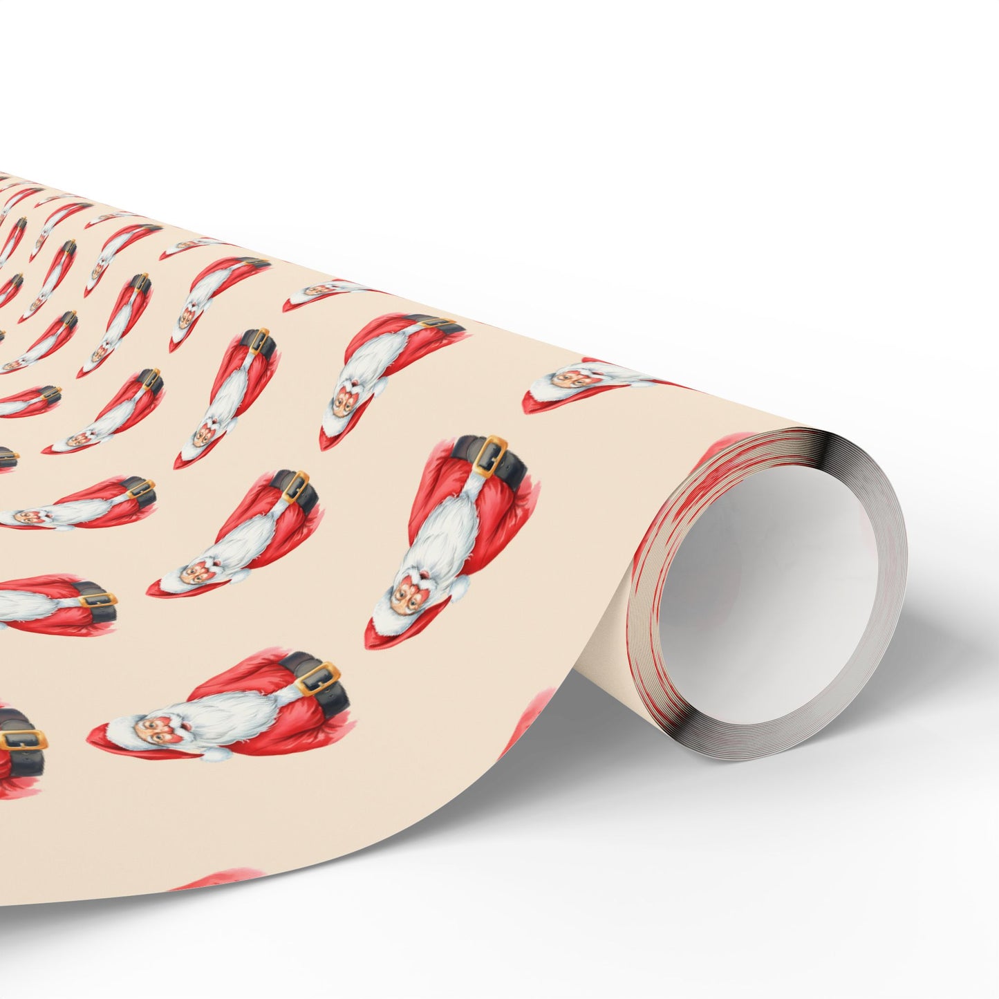 Santa Pattern Wrapping Paper Roll — Vintage Christmas Gift Wrap