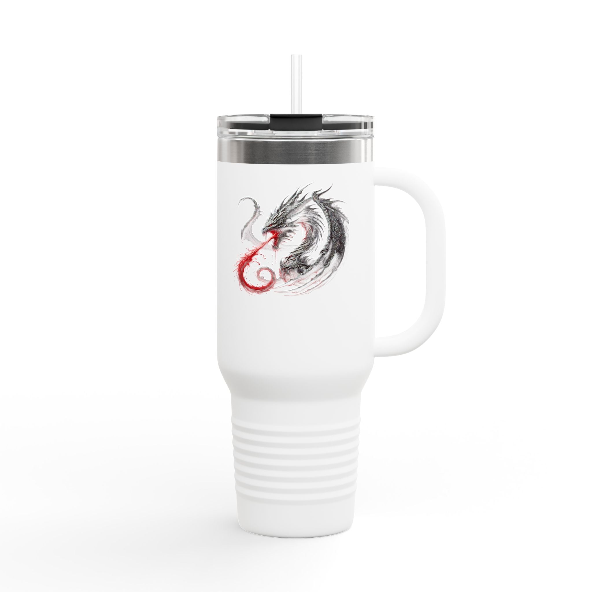 40oz Insulated Travel Mug — Dragon Watercolor Design