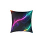 Neon Aurora Abstract Square Pillow — Vibrant Cosmic Decorative Throw Pillow