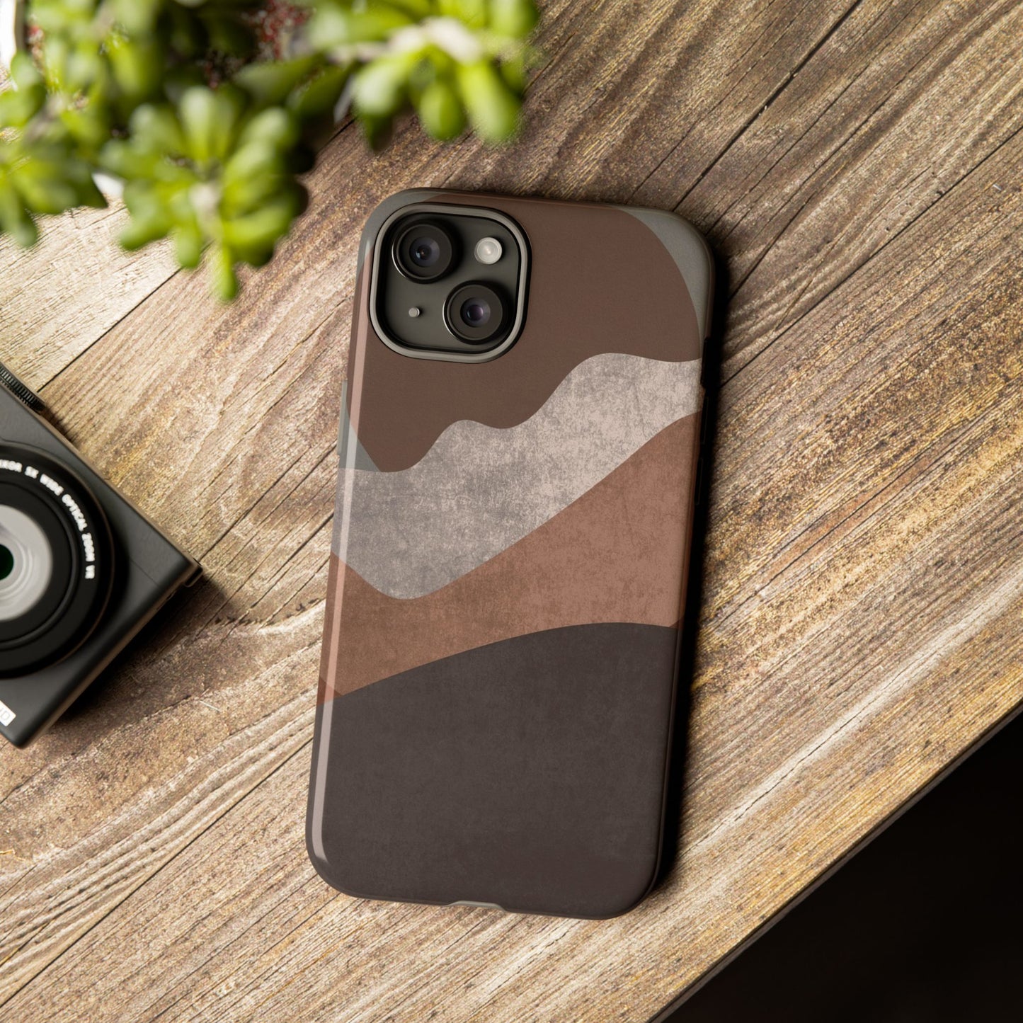 Abstract Earthtone Phone Case — Brown Layered Rugged Tough Case