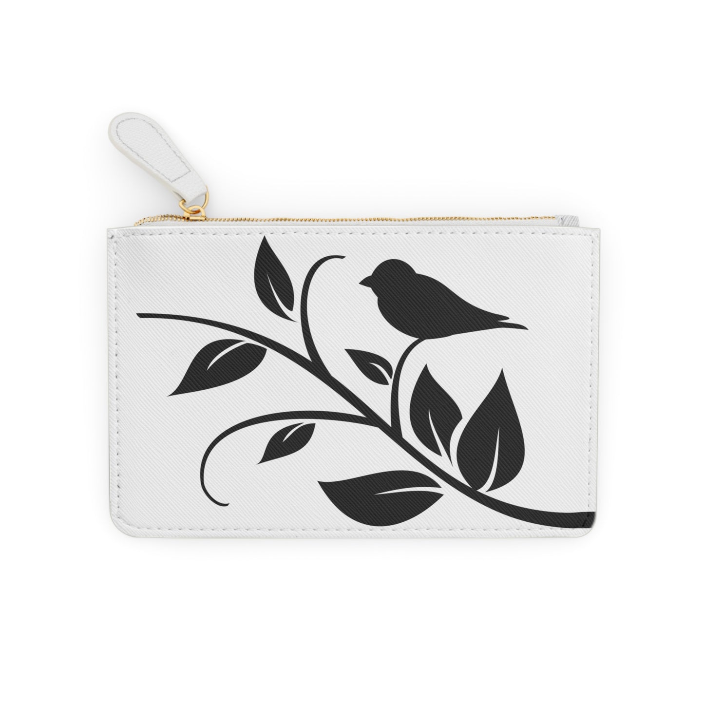 Mini Clutch Bag — Black Bird on Branch Slim Wristlet