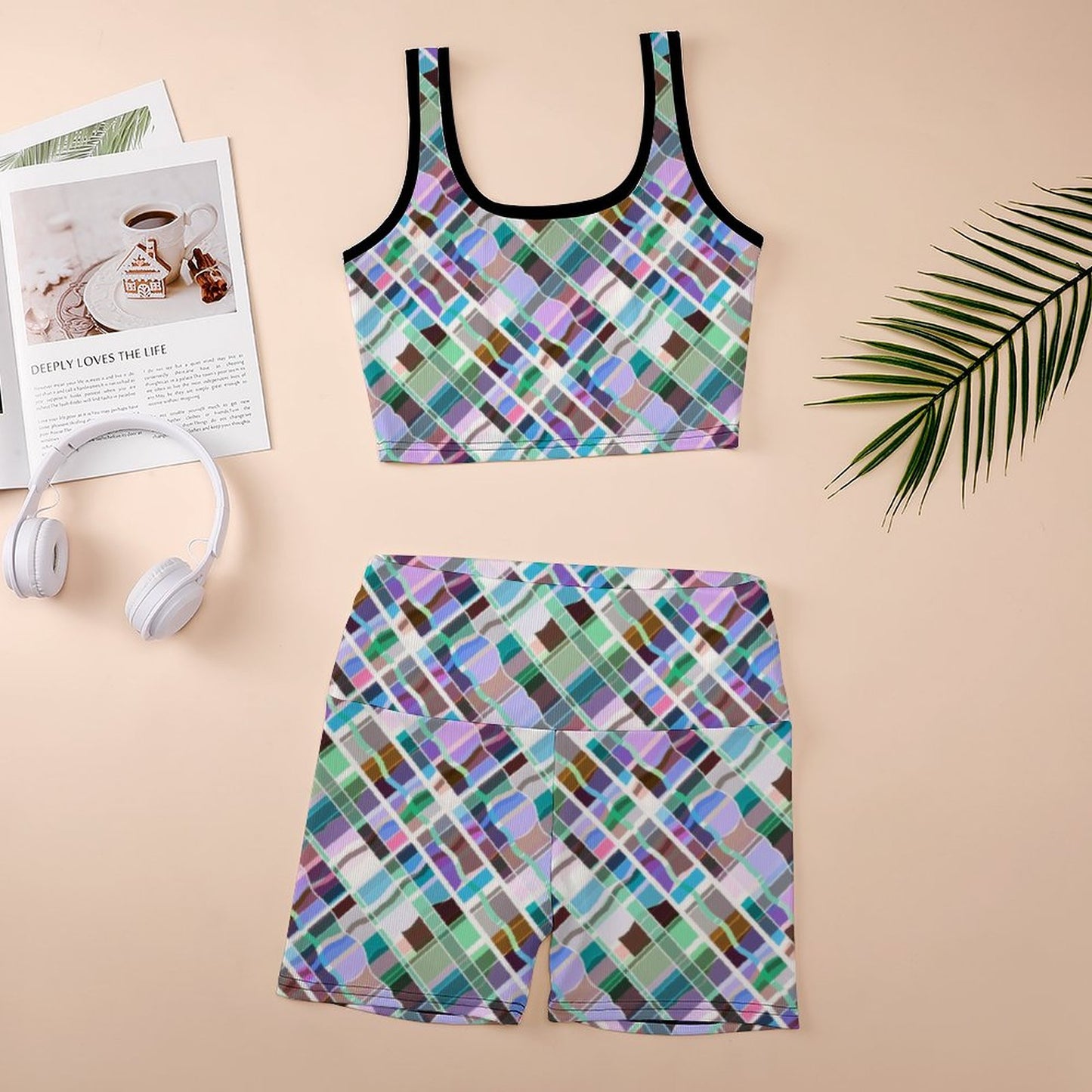 Custom Printed Patterned Ribbed Yoga Sets