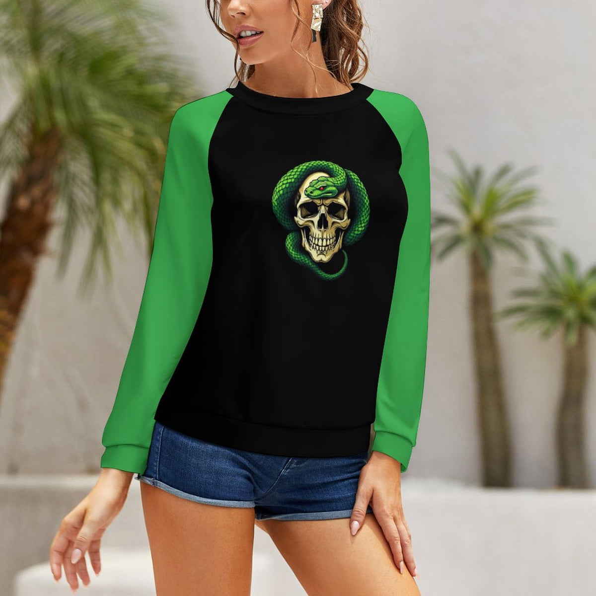 Skull and Snake Sweatshirt Designs Raglan Style