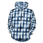 Blue Plaid Men's Cool Hoodie with Double-layer Cap